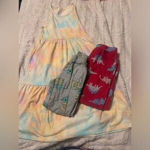 3 for $12! Girl Size 4/5 Pajama Pants and Dress Lot Bundle
